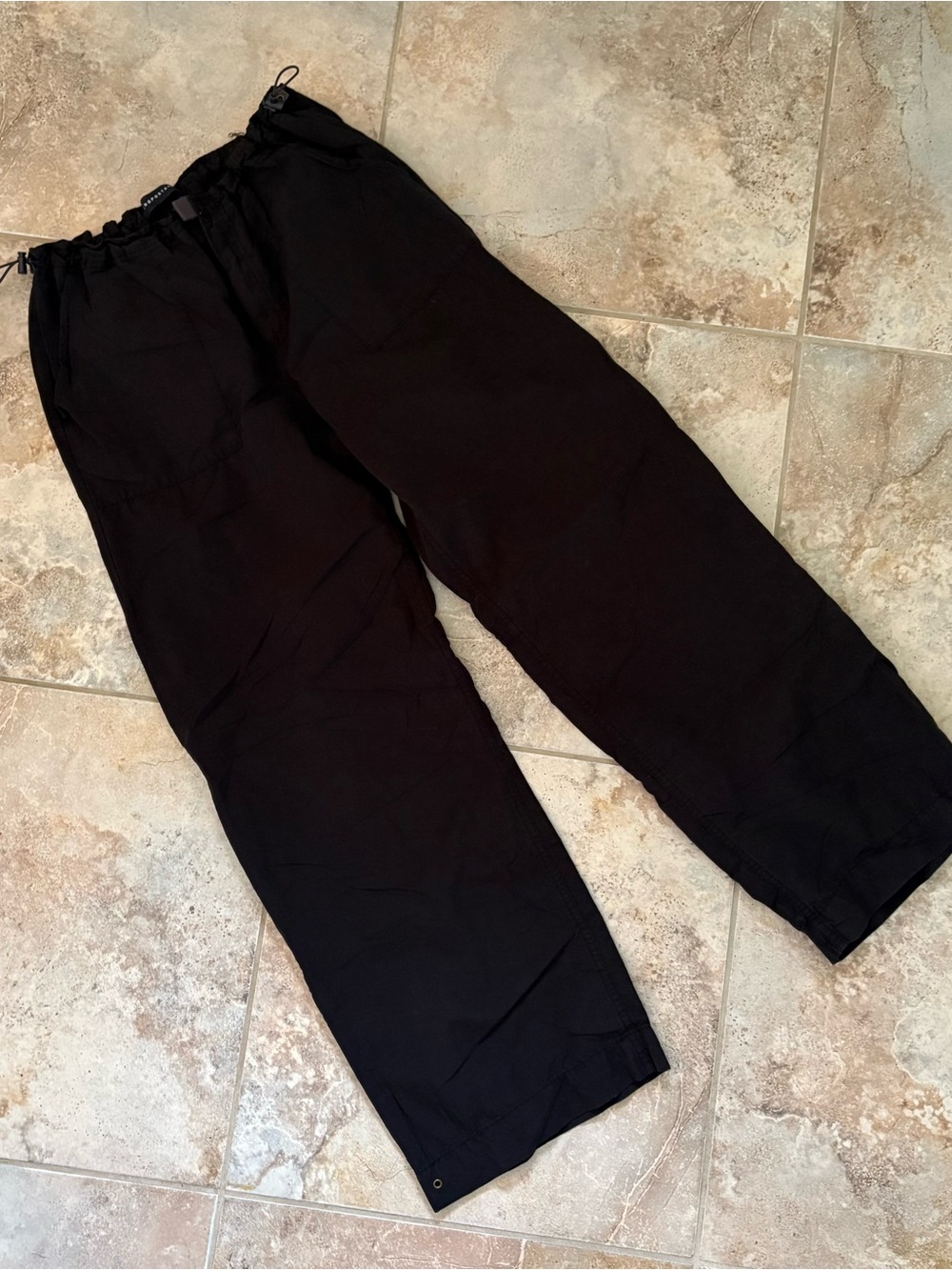 Aeropostale Baggy Parachute Utility Pants Small Adjustable Y2K Black Lightweight